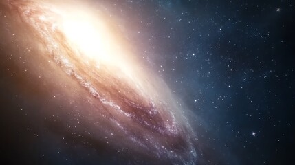 Fototapeta premium A captivating image of a galaxy featuring swirling stars and cosmic dust against a backdrop of infinite space.