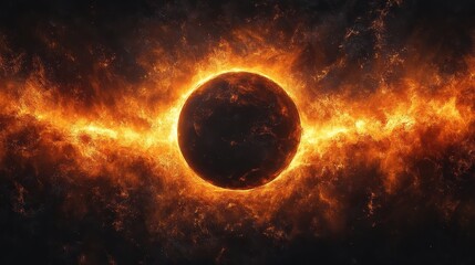 Obraz premium Dramatic Solar Eclipse With Fiery Halo Effect In Cosmic Setting