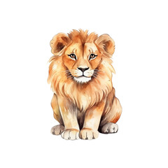 Obraz premium The sitting lion cub is perfect for wildlife posters, educational materials, children's books, and nature themed designs. Generative AI