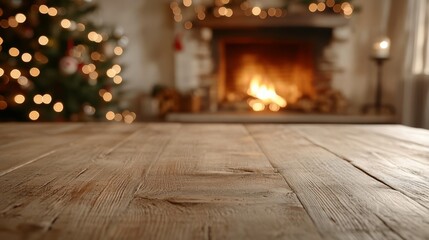  Christmas Product Placement Scene with Fireplace and Bokeh Lights