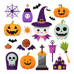 Halloween Design Elements: Spooky Vector Illustrations ' Halloween Vector Elements' Set of Halloween Design Elements - Scary Vector Illustrations