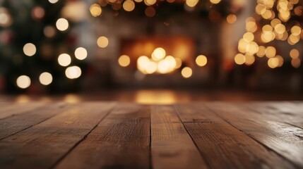  Christmas Product Placement Scene with Fireplace and Bokeh Lights
