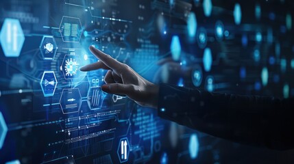 Hand Interacting with Futuristic Interface