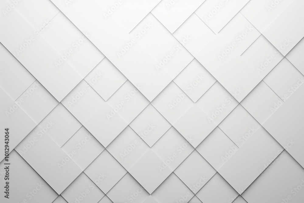 Poster layered white shapes form an abstract geometric pattern on a textured surface in bright light