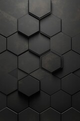 Fototapeta premium Abstract black hexagonal tiles creating a modern pattern on a wall in a contemporary setting