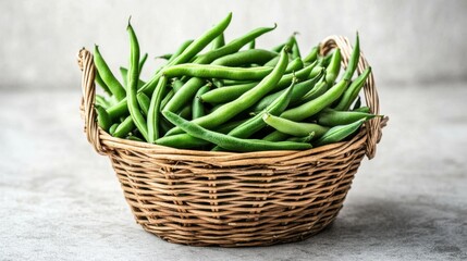 Fresh Green Beans in Rustic Basket Arrangement