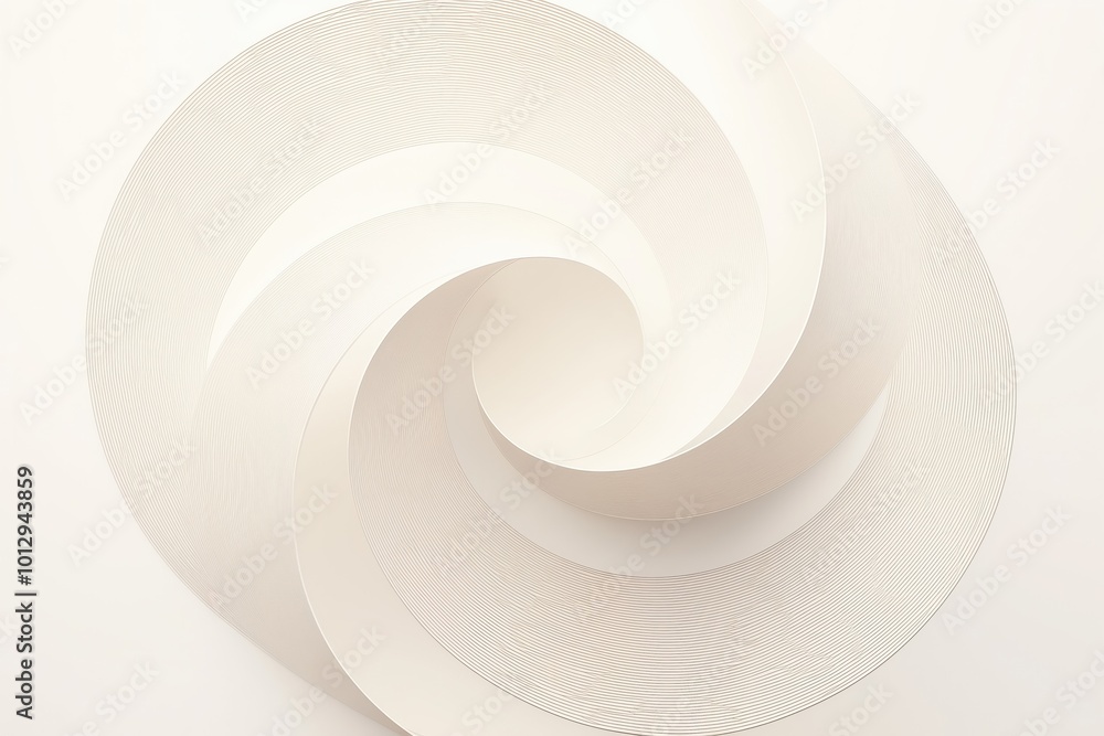 Aufkleber abstract white paper swirl pattern in a minimalist design on a light background