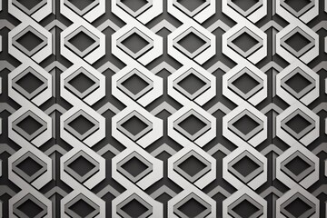 Geometric pattern of interlocking shapes in modern architectural design with a metallic finish