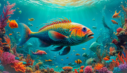 Fototapeta premium A magical tale of tropical fish close-up