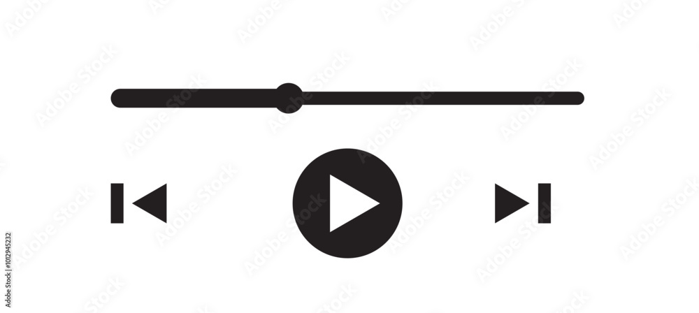 Poster media music player interface isolated on white background. multimedia frame template. mockup live st