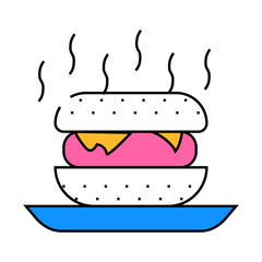 fast food smell line icon vector. fast food smell sign. isolated symbol illustration