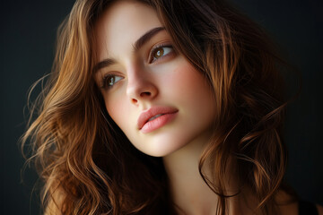 Naklejka premium Woman with brown wavy hair.