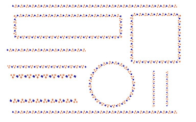 シンプルな水彩の花のフレームセット。