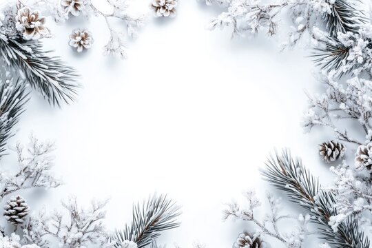 Winter wonderland border with frost and snow accents