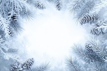 Winter border with icy decor and a clear center for text
