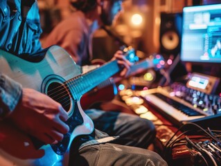 Close-Up of Two Musicians in Creative Session