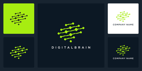 Vector abstract brain of digital logo and icon design template, can be used in various media easily, editable
