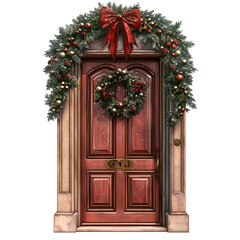 Obraz premium Christmas Door Clipart Vector Illustration