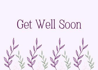 card for get well soon With leaves isolated on white background