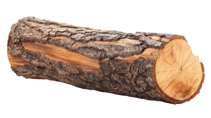 Wood log isolated on transparent and white background, cut out png