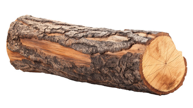Wood log isolated on transparent and white background, cut out png
