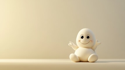 Cute 3D Character Sitting and Pointing Forward