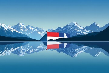 Iceland flag fluttering on the wind.