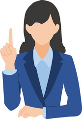 指を上に指すビジネスウーマンのイラスト