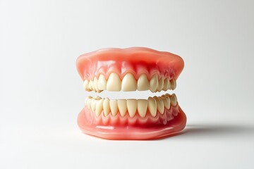 Obraz premium Dentures ensemble displayed against white backdrop showcasing intricate details