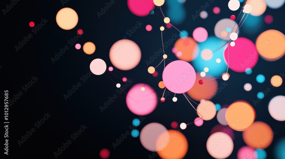 Poster a vibrant, colorful graph with data points scattered across a grid, highlighting trends and patterns