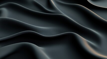 Fototapeta premium Smooth black fabric texture with waves and folds, ideal for backgrounds and designs.