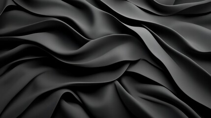 Fototapeta premium Smooth black fabric texture with elegant waves and folds.