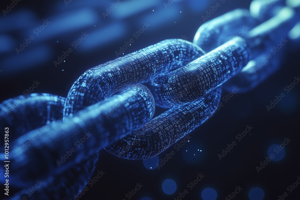 Aufkleber conceptual 3d illustration of global blockchain network with neural networks and ai in cyberspace