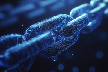 Conceptual 3D Illustration of Global Blockchain Network with Neural Networks and AI in Cyberspace