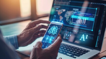 Fototapeta premium AI Technology for Business, Data Analysis and Innovation