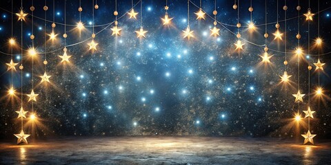 Naklejka premium A celestial backdrop of glittering stars and shining lights creates a magical stage for dreams and aspirations.