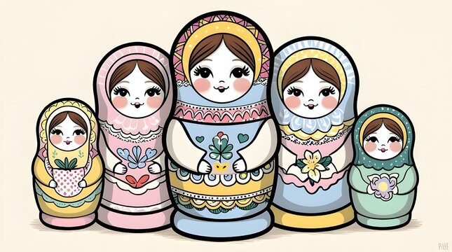 set of Russian nesting dolls 