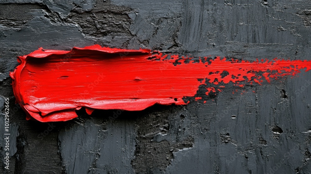 Aufkleber a bold red brushstroke slashed across a grey surface, emphasizing texture and color.