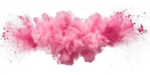 Fototapeta premium Abstract background, pink smoky paint explosion, on white background, texture. AI generation.