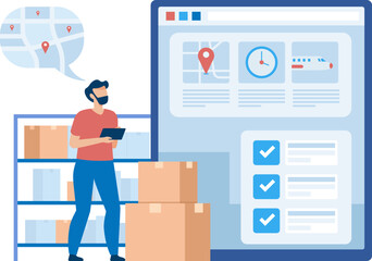 High Tech Logistics System for Tracking goods. SVG File