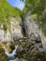 The karst source of the Soča river, Trenta (Triglav National Park, Slovenia) - Die Karstquelle des Flusses Soca, Trenta (Triglav-Nationalpark, Slowenien) - Kraški izvir reke Soče, Trenta (Slovenija)