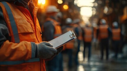 Construction Worker Holding Clipboard