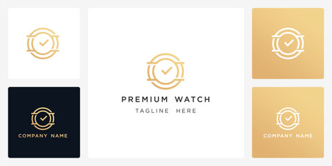 Vector abstract of premium watch logo and icon template, can be used in various media easily, editable