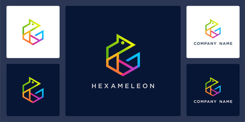 Vector abstract of hexagon chameleon logo and icon template, can be used in various media easily, editable © MRANTAZI57