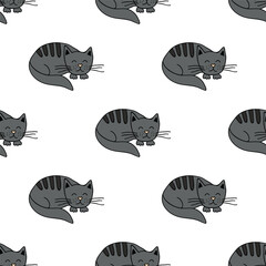 Seamless pattern with cat doodle for decorative print, wrapping paper, greeting cards, wallpaper and fabric