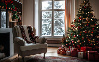 Obraz premium Christmas cozy home interior