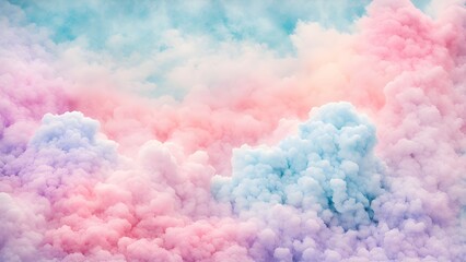 Fototapeta premium A dreamy pastel cloudscape with soft hues of pink, blue, and lavender.