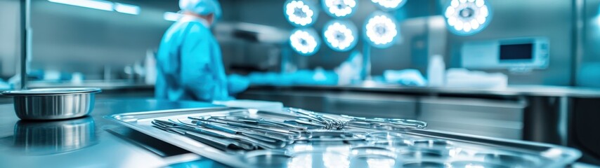 A sterile surgical environment with tools arranged neatly, highlighting professionalism and preparedness in healthcare.