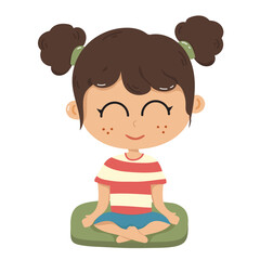 vector illustration of a girl meditating