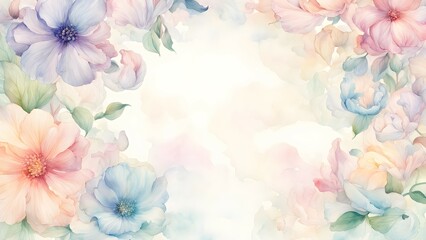A soft, watercolor floral background with pastel colors, perfect for invitations or stationery.
